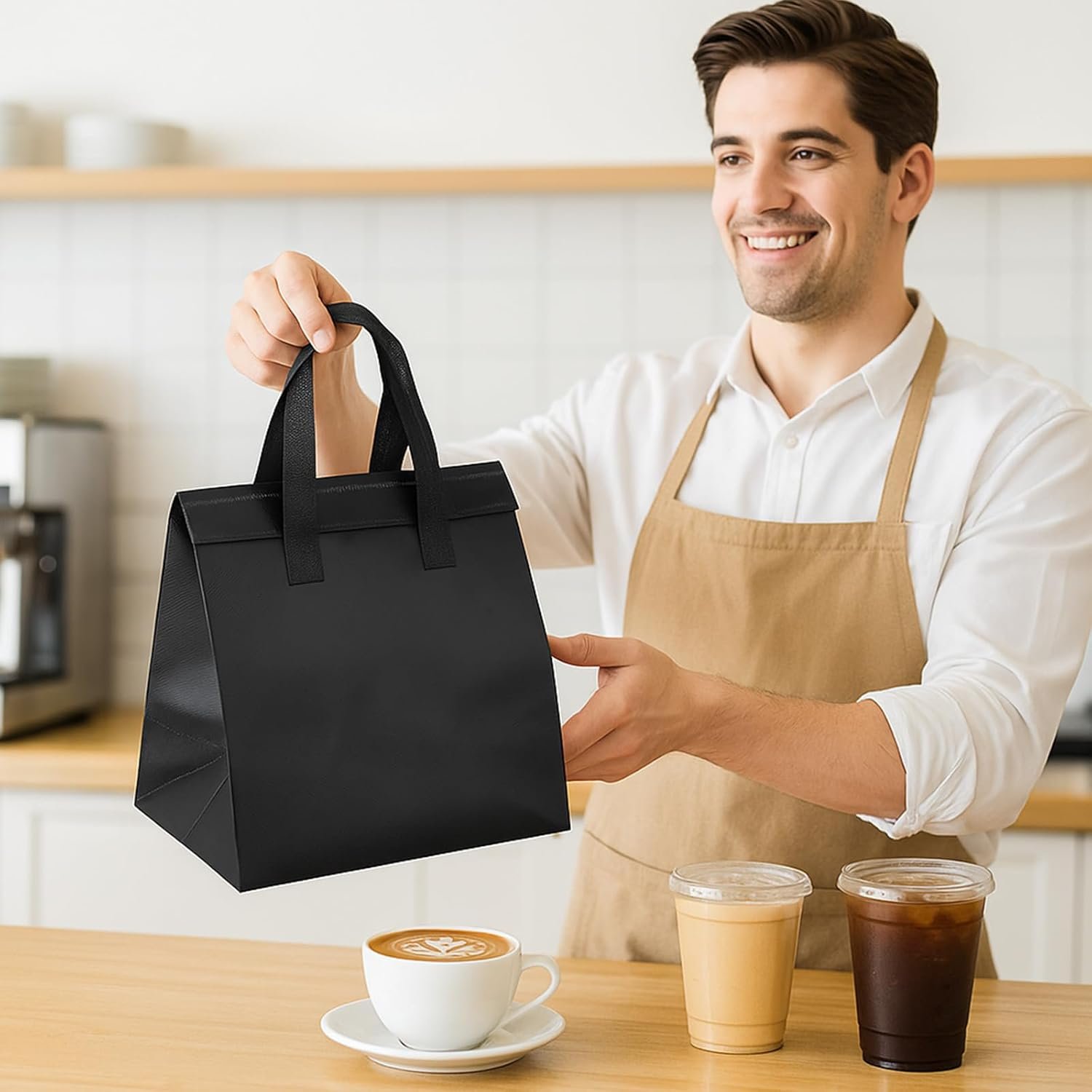 Grossiste sacs isothermes à emporter en vrac, 50 pièces, 9,5 x 6 x 10 pouces, pour café, dîner à emporter, thé au lait, aliments froids ou chauds, logo personnalisé disponible auprès du fabricant. Grossiste sacs isothermes à emporter en vrac, 50 pièces, 9,5 x 6 x 10 pouces, pour café, dîner à emporter, thé au lait, aliments froids ou chauds, logo personnalisé disponible auprès du fabricant.