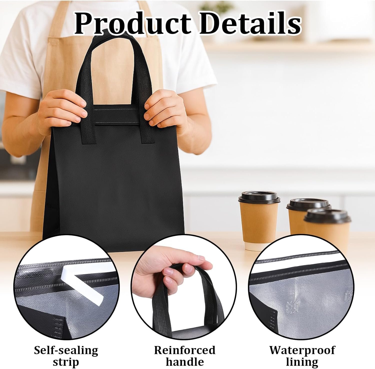 Grossiste sacs isothermes à emporter en vrac, 50 pièces, 9,5 x 6 x 10 pouces, pour café, dîner à emporter, thé au lait, aliments froids ou chauds, logo personnalisé disponible auprès du fabricant. Grossiste sacs isothermes à emporter en vrac, 50 pièces, 9,5 x 6 x 10 pouces, pour café, dîner à emporter, thé au lait, aliments froids ou chauds, logo personnalisé disponible auprès du fabricant.