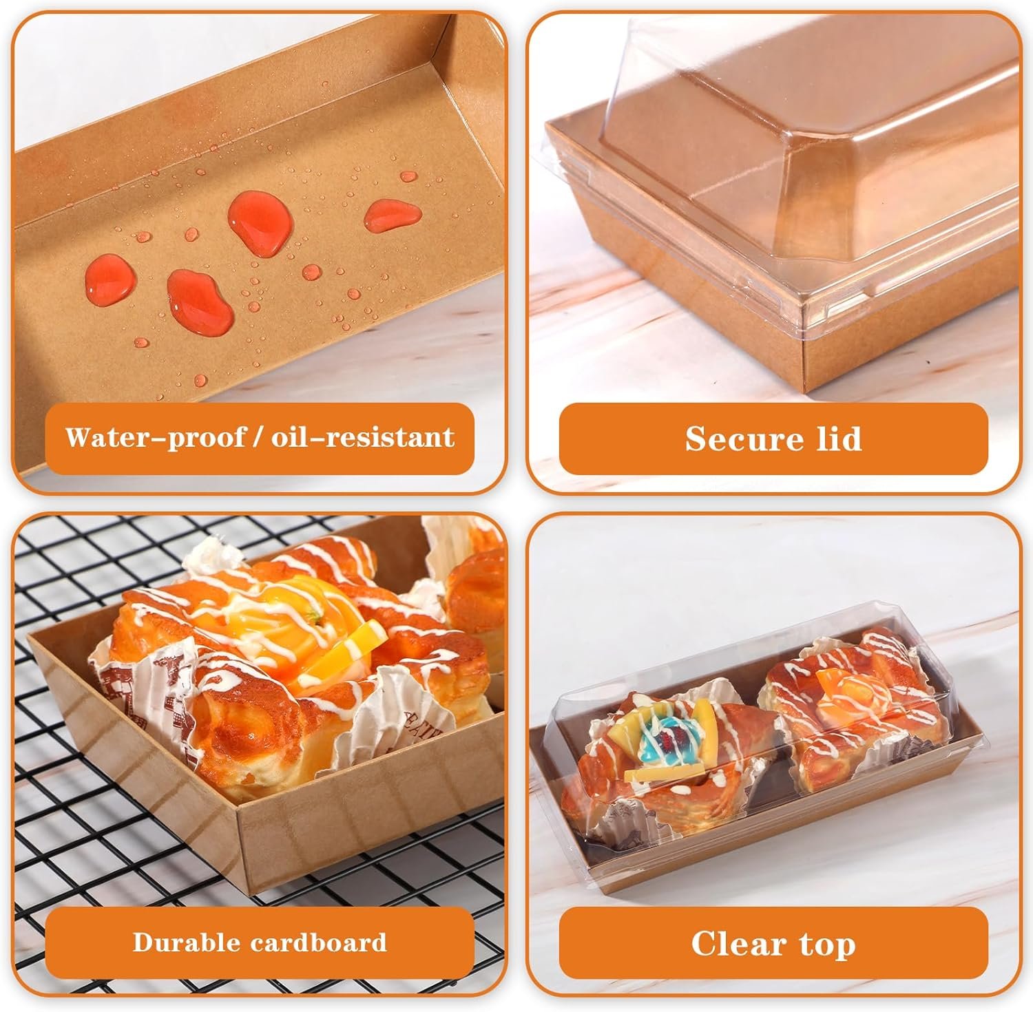 Boîte à charcuterie en vrac de 100 pièces avec couvercles transparents, idéale pour des desserts, sushi et cocktails, avec logo personnalisé et fournie par un fabricant fiable.