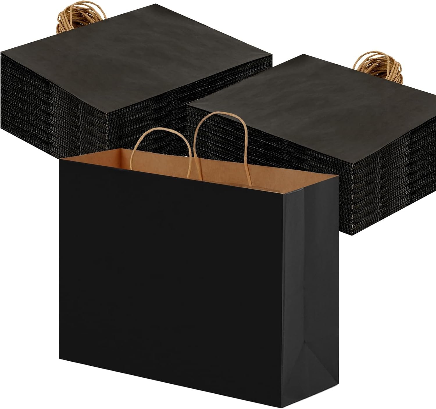 Sac en papier noir de 110 pcs 16x6x12 pouces, vente en gros pour les anniversaires, mariages, événements, avec logo personnalisé, fabriqué par un fournisseur de confiance.