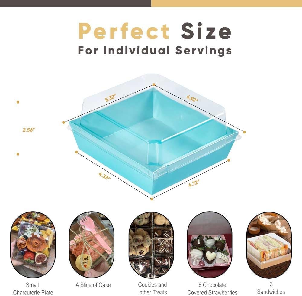 Grossiste boîtes à charcuterie jetables 50 pièces 5 pouces avec couvercles transparents - Boîtes mini pour transport, contenant à emporter pour sandwichs, gâteaux, cookies, sushi, fraises - OEM, fournisseur en gros