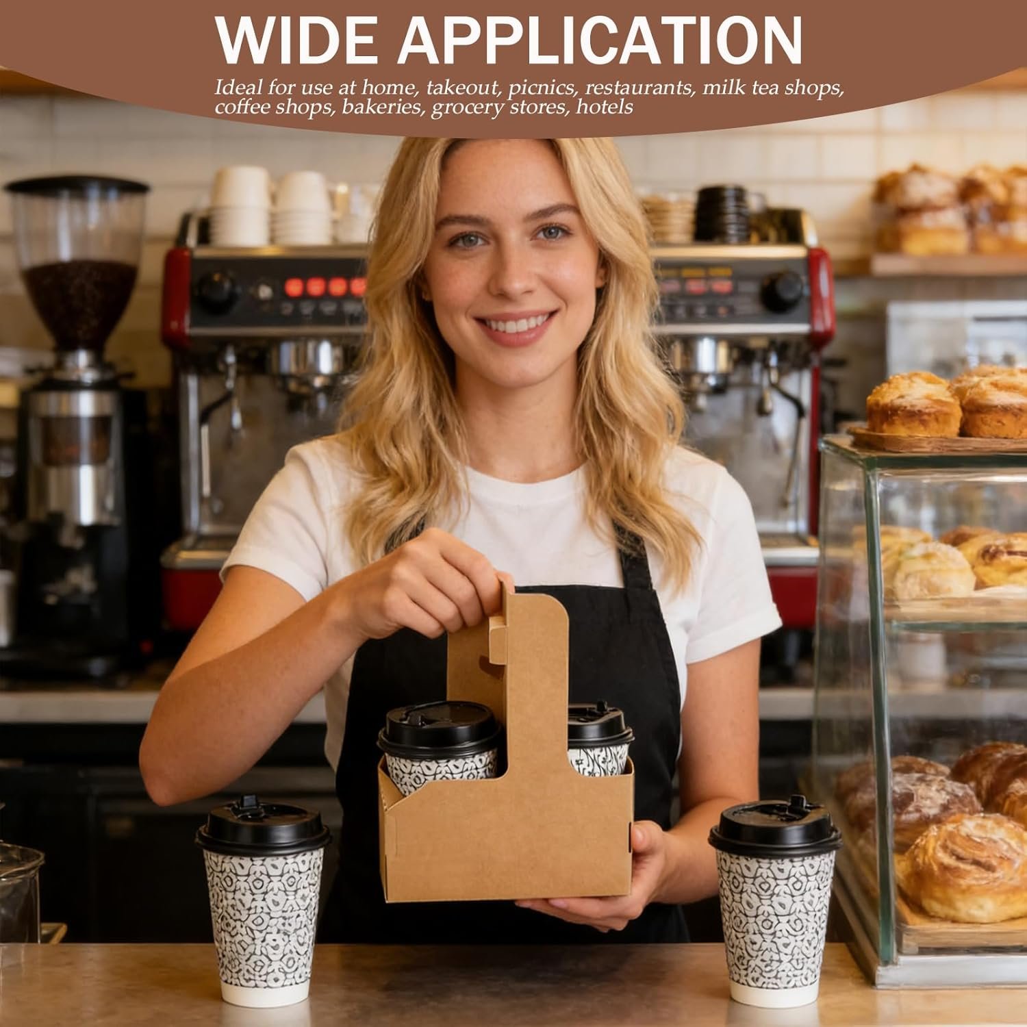 Grossiste 50 Paquet Porte-Cups en Kraft 2 et 4 Tasses avec Poignée, Fournisseur de Transport de Boissons, Logo Personnalisé pour Décoration Saint-Valentin