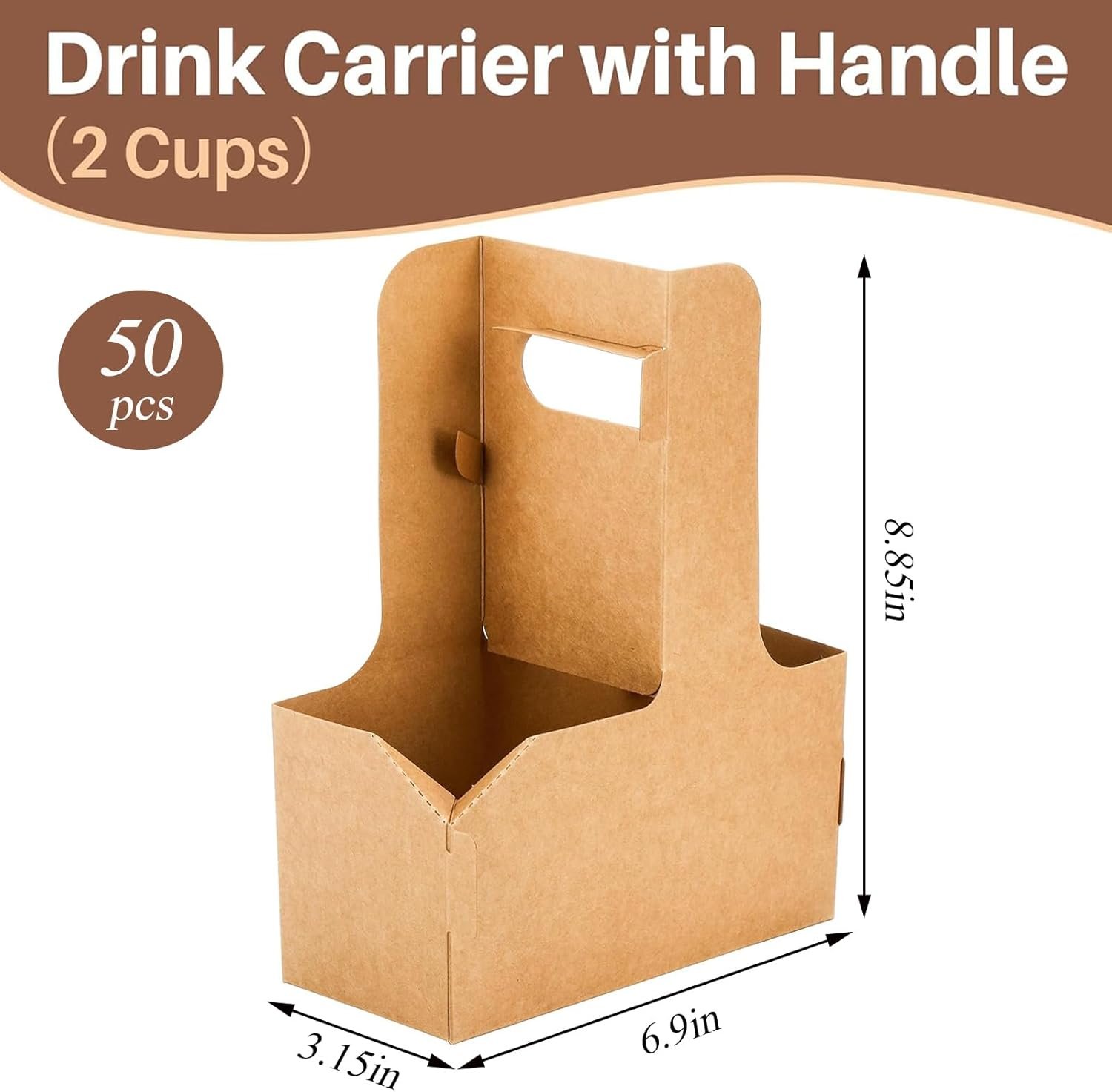 Grossiste 50 Paquet Porte-Cups en Kraft 2 et 4 Tasses avec Poignée, Fournisseur de Transport de Boissons, Logo Personnalisé pour Décoration Saint-Valentin