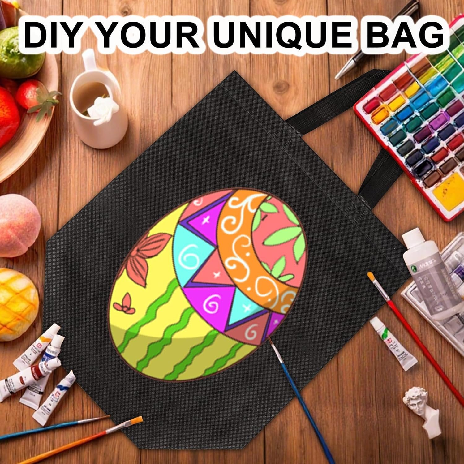 Grossiste de sacs de courses réutilisables noirs avec poignées renforcées, fournisseur d'articles en vrac, logo personnalisé disponible.