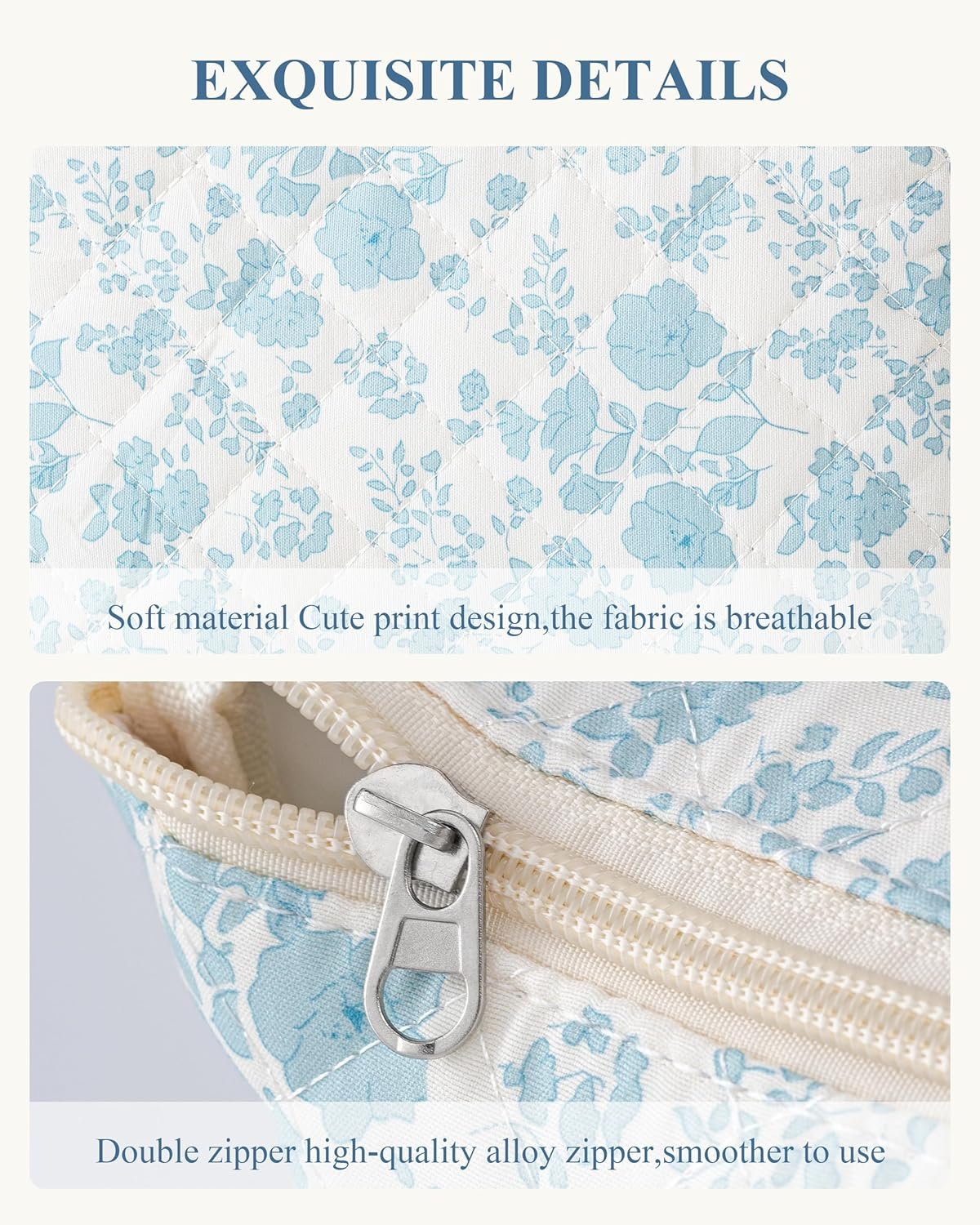 Grossiste sac de maquillage en coton, sac de voyage large avec motif floral coquette, fournisseur OEM pour les femmes et les filles.