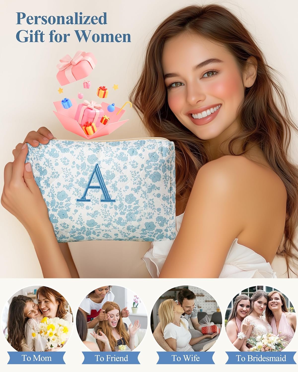 Grossiste sac de maquillage en coton, sac de voyage large avec motif floral coquette, fournisseur OEM pour les femmes et les filles.