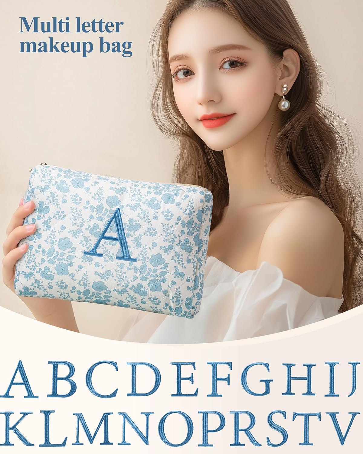 Grossiste sac de maquillage en coton, sac de voyage large avec motif floral coquette, fournisseur OEM pour les femmes et les filles.