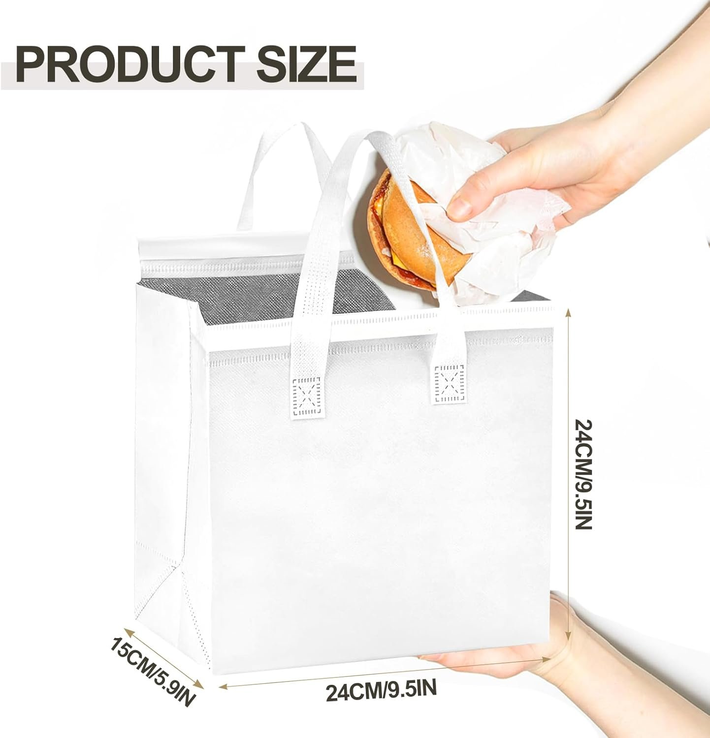 120 Pcs Sac Isolé à Emporter Vente en Gros pour Aliments Chauds et Froids, Fabricant de Sacs de Déjeuner Isolés pour Café, Lait, Thé, BBQ, Mariage, Anniversaire, Restauration, Épicerie, Pique-Nique, Don, Sac Cadeau avec Logo Personnalisé.