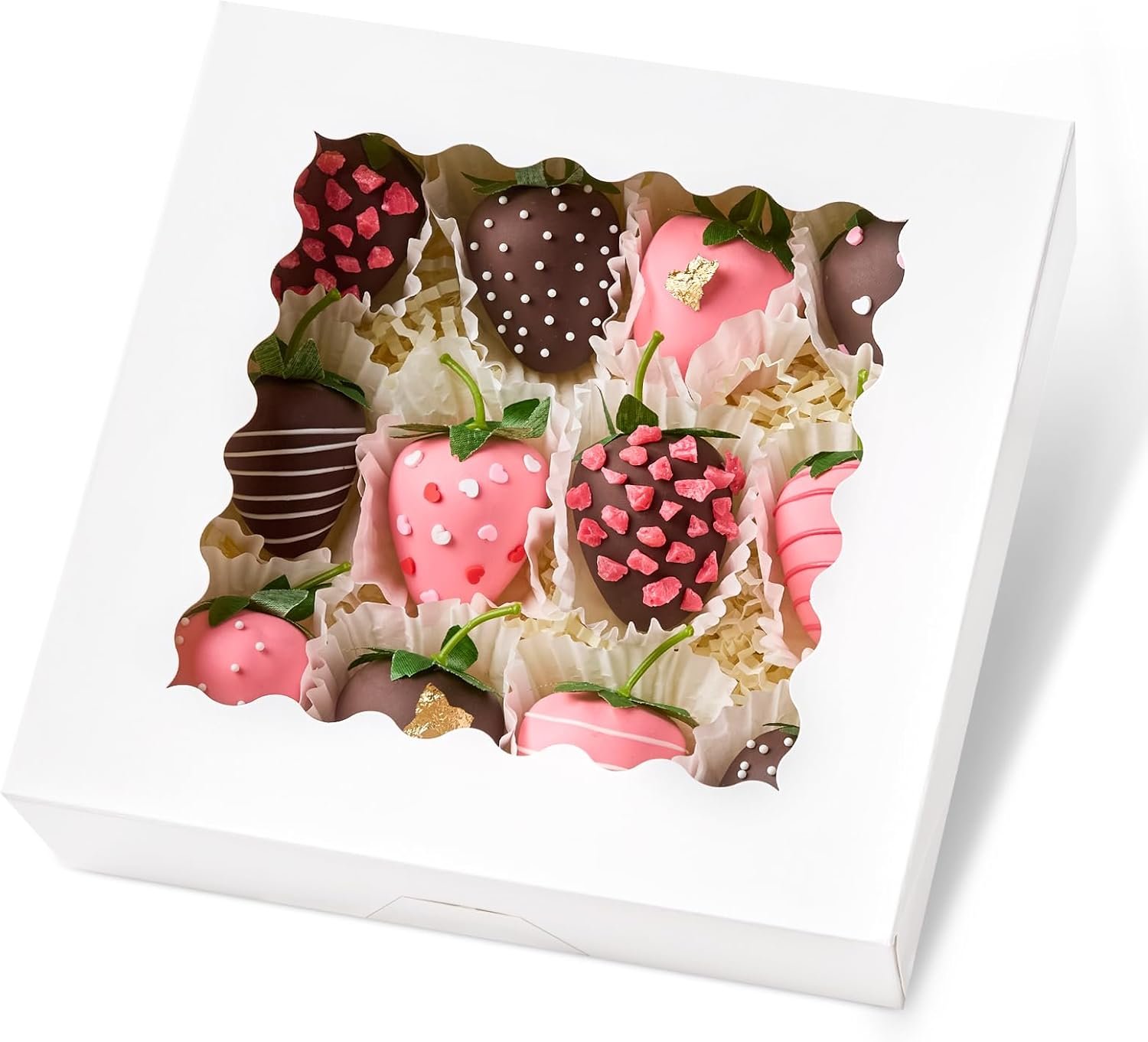 Grossiste en Vrac Boîtes à Gâteaux avec Fenêtre 20 PCS 8 x 8 x 2.5 Inches, Fournisseur de Boîtes Automatiques pour Cookies, Marque Blanche Boîtes à Friandises pour Chocolat, Fraises, Pâtisseries, Muffins, Beignets