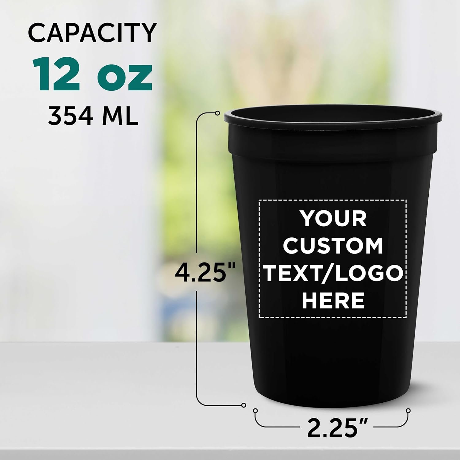 Grossiste en gobelets plastiques jetables personnalisés 12 oz, ensemble de 10/50/100 - parfait pour des événements sportifs, des anniversaires, des mariages, des pique-niques, des plages et des fêtes, fournisseur d’un pack en vrac avec logo personnalisé.