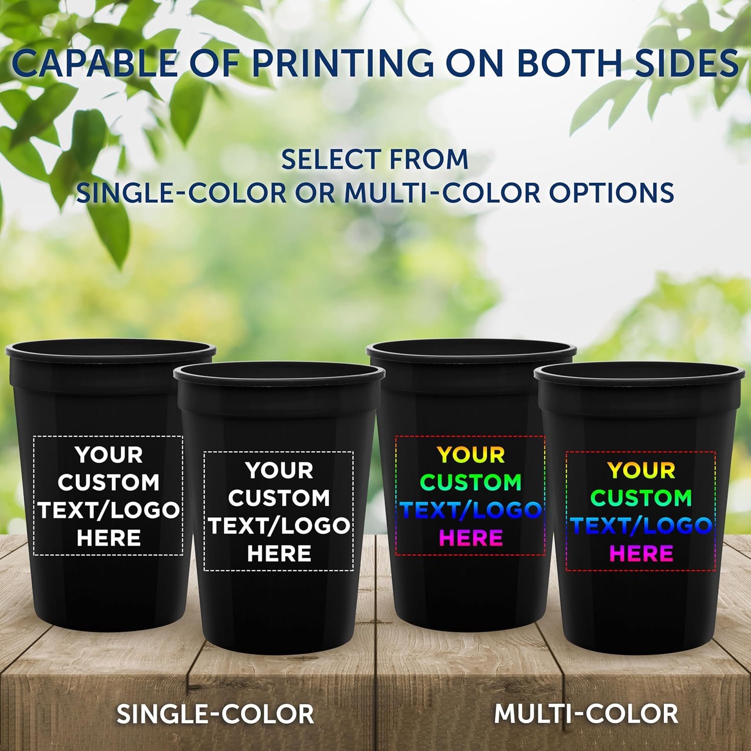 Grossiste en gobelets plastiques jetables personnalisés 12 oz, ensemble de 10/50/100 - parfait pour des événements sportifs, des anniversaires, des mariages, des pique-niques, des plages et des fêtes, fournisseur d’un pack en vrac avec logo personnalisé.