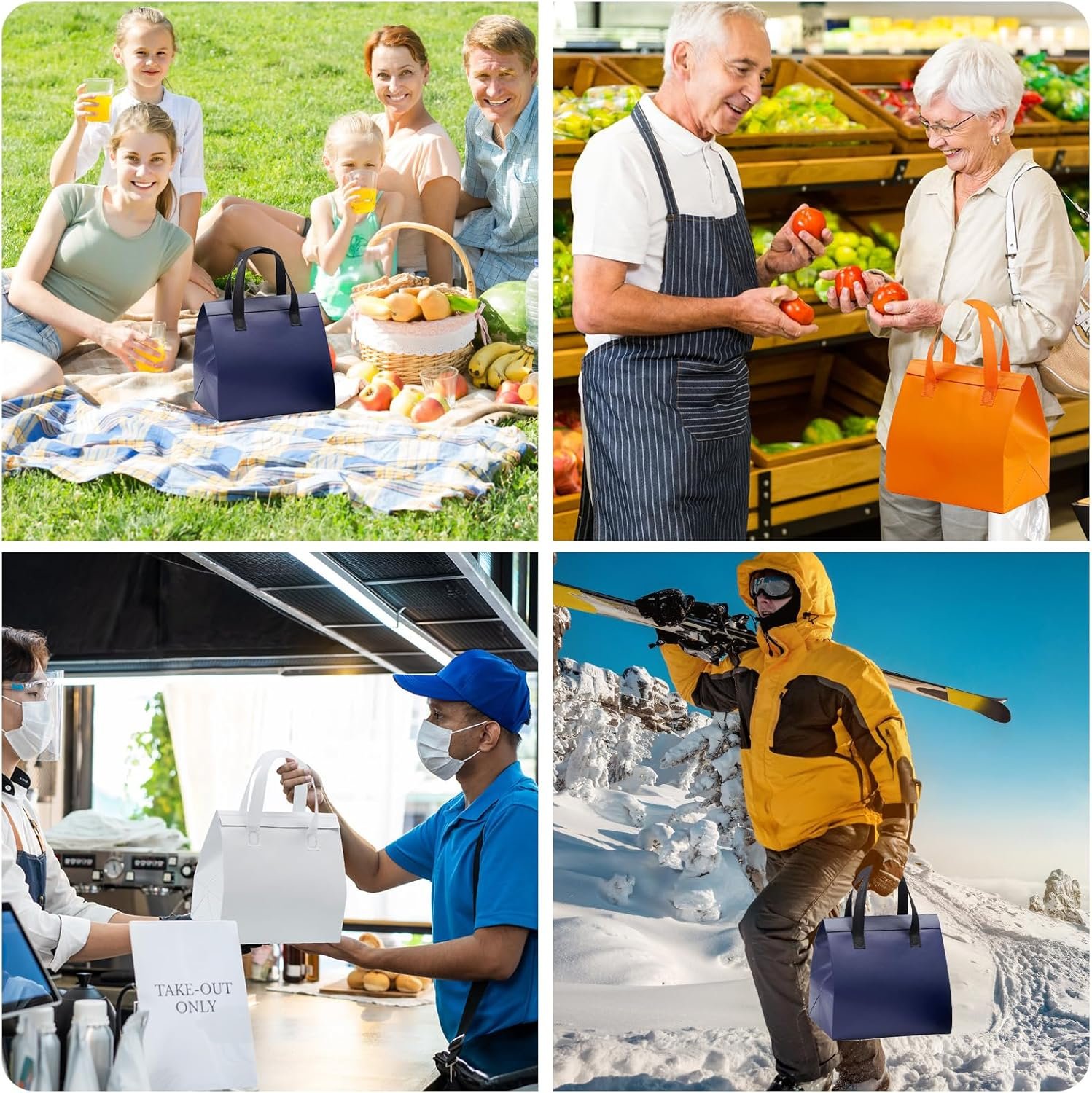 Grossiste de sacs à emporter isolés 100 pcs, sacs à lunch jetables pour plats à emporter, OEM pour restaurants et épiceries, 9.5 x 6 x 10 po (bleu marine) Grossiste de sacs à emporter isolés 100 pcs, sacs à lunch jetables pour plats à emporter, OEM pour restaurants et épiceries, 9.5 x 6 x 10 po (bleu marine)