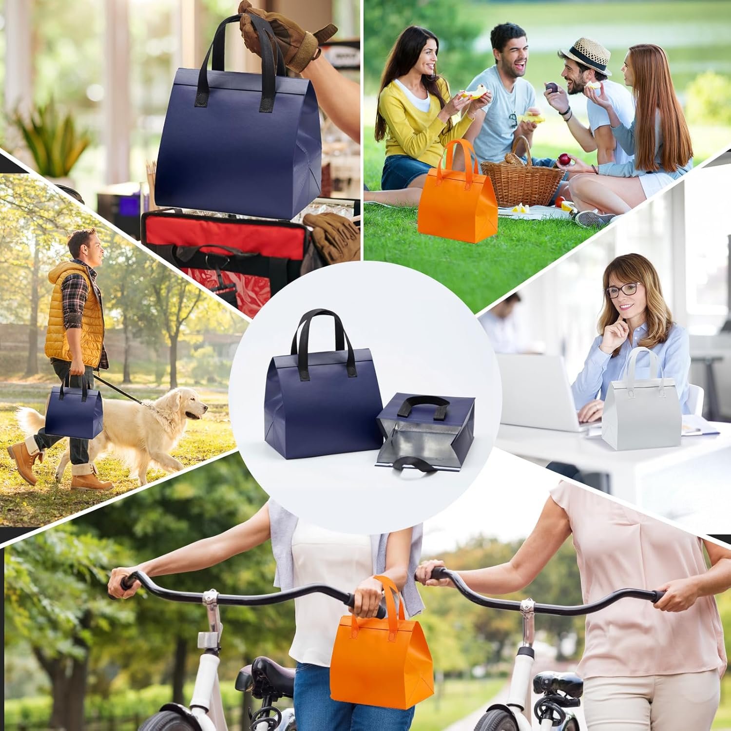 Grossiste de sacs à emporter isolés 100 pcs, sacs à lunch jetables pour plats à emporter, OEM pour restaurants et épiceries, 9.5 x 6 x 10 po (bleu marine) Grossiste de sacs à emporter isolés 100 pcs, sacs à lunch jetables pour plats à emporter, OEM pour restaurants et épiceries, 9.5 x 6 x 10 po (bleu marine)