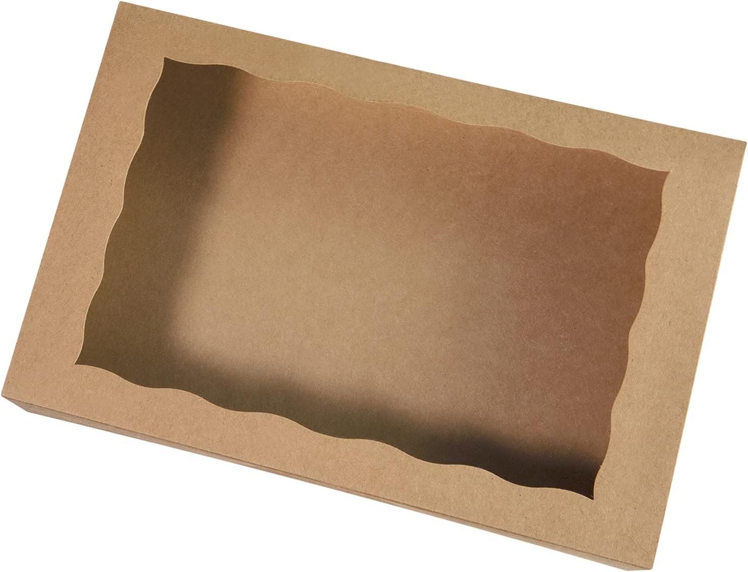 Grossiste Boîte à pâtisserie brune 15 pièces 12x8x2,5 pouces pour donuts et muffins avec couvercle transparent - Fabricant de boîte en papier auto-pop-up pour chocolats et fraises, Logo Personnalisé.