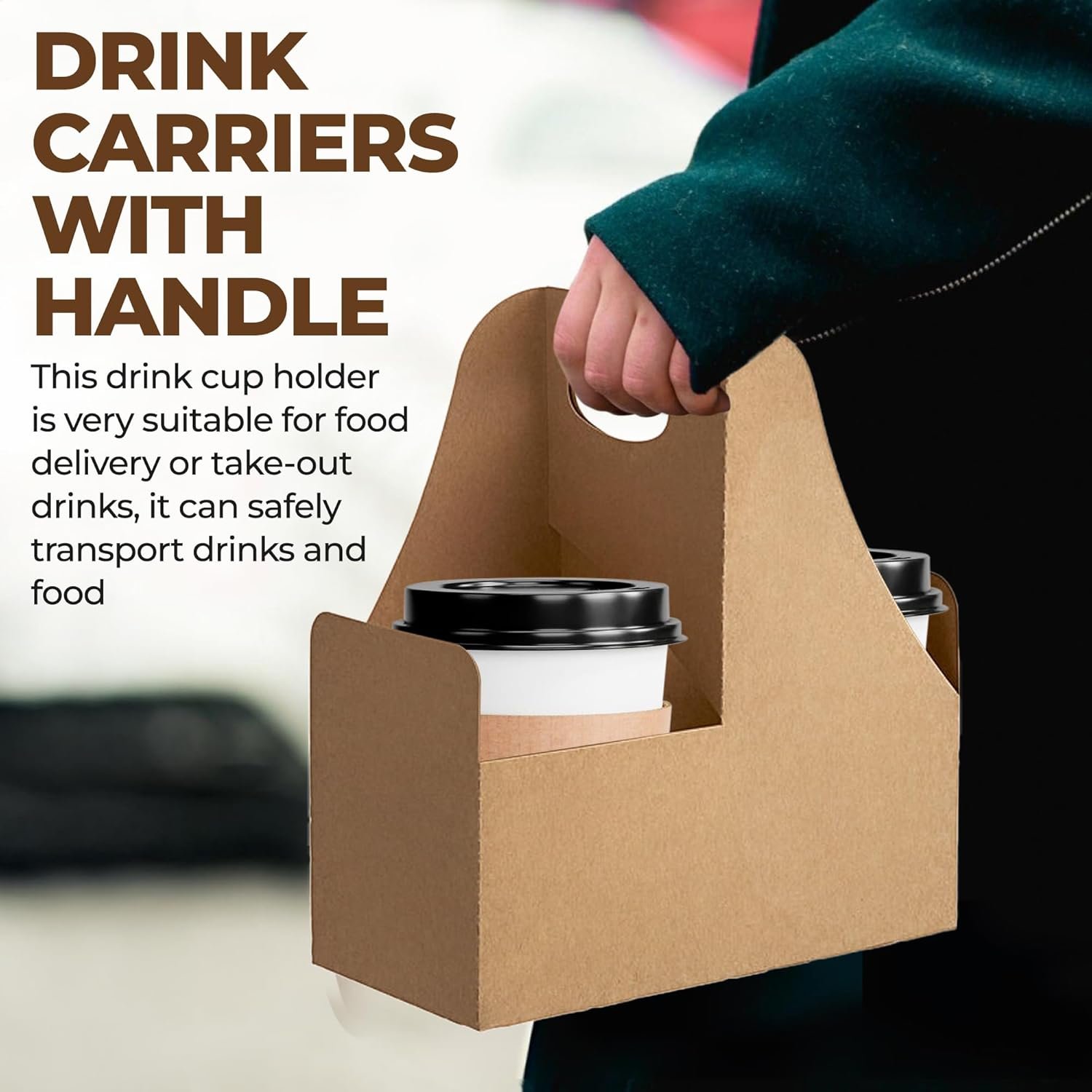 Grossiste Porte-gobelets à 2 tasses avec poignée [25 pièces] | Caddy de boissons portable | Fournisseur de porte-gobelets jetables pour livraison | Logo personnalisé Porte-gobelets pour café avec poignée