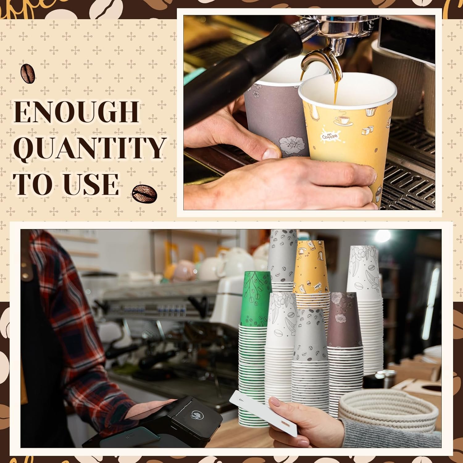 Grossiste de 100 Sets de Gobelets en Papier Jetables de 12 oz avec Couvercles, Manchons, Pailles, Motivants à Emporter pour Boissons Chaudes et Froides, Fournisseur de Gobelets Chocolat Cocoa, OEM, 5 Styles