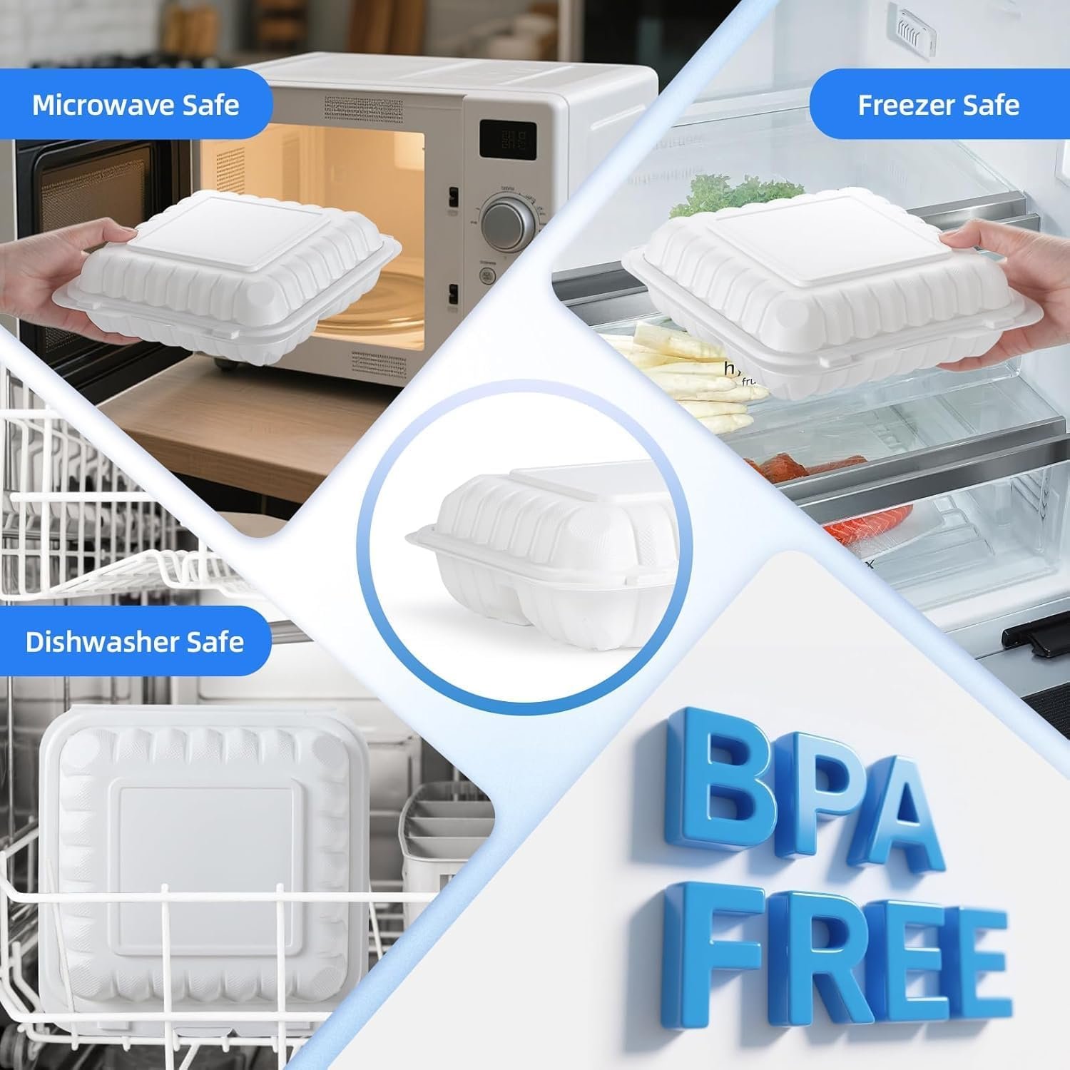 Grossiste Contenants Alimentaires Jetables 34 Pièces 8''x 8'' avec Couvercles, Fournisseur de Solutions de Rangement Plastique en Vrac pour Repas, OEM Sécurisé pour Micro-ondes, Idéal pour les Restaurants et le Service Traiteur.