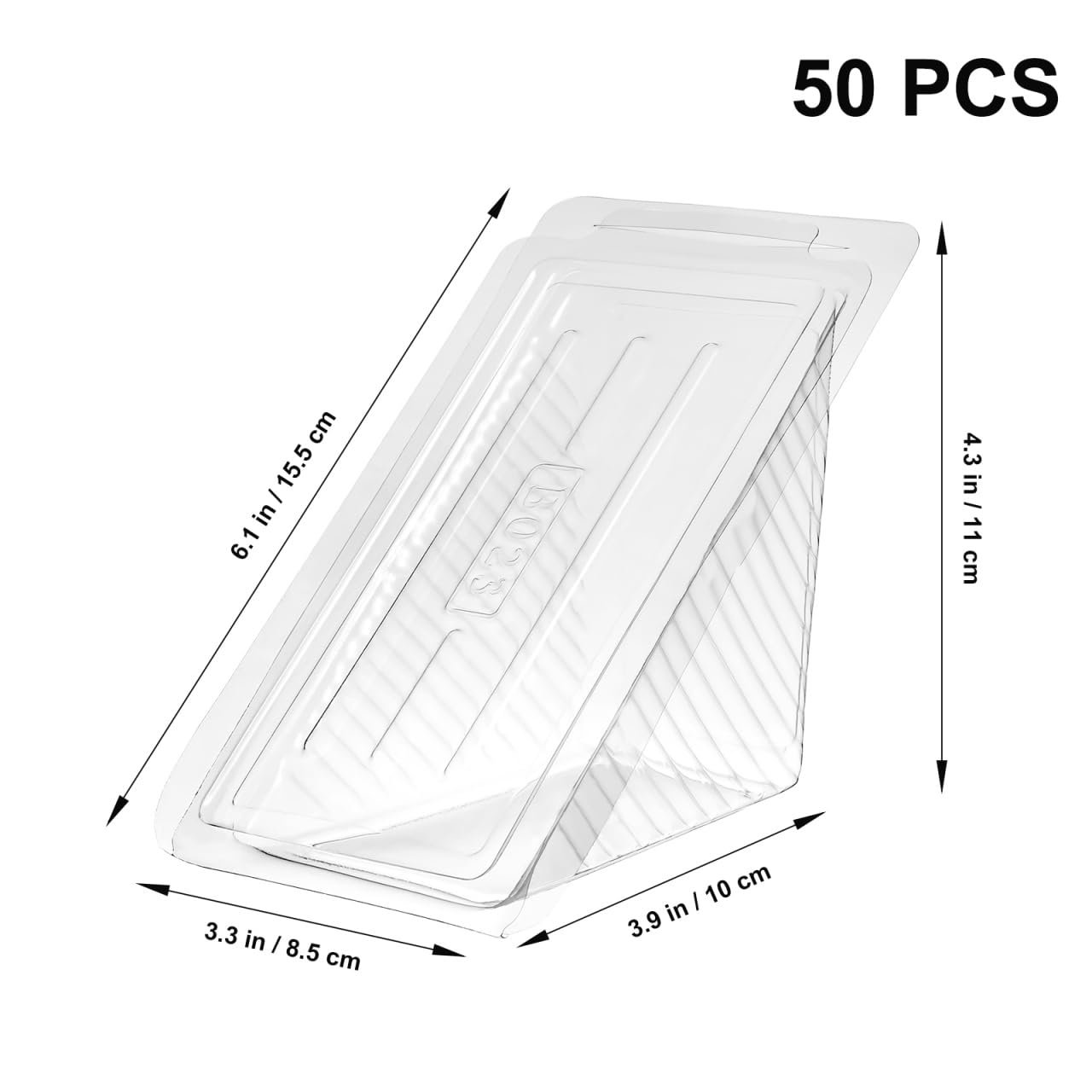 Grossiste Conteneur à sandwich triangulaire en plastique transparent 5,9X3,34X3,14 pouces avec couvercle hinged pour stockage de gâteaux, lunch et nourriture de fête, Logo Personnalisé, Fabricant.