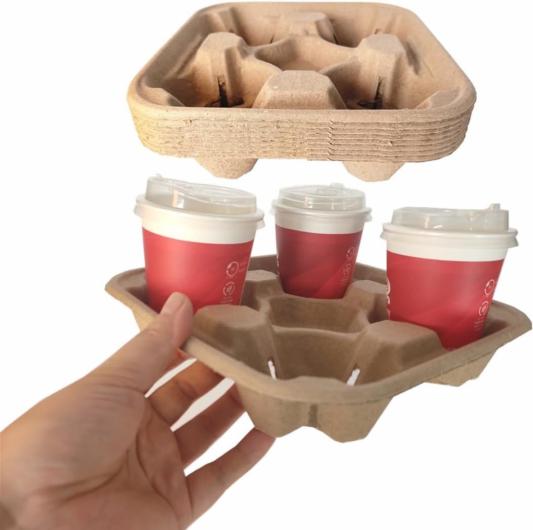 Grossiste supports, plateaux porte-gobelets biodégradables en pulpe de fibre pour 4 boissons, fabriquant de porte-gobelets compostables sans renversement pour boissons chaudes et froides, marque blanche de 36 unités, parfaits pour voitures, livraisons de nourriture, restaurants et cafés. Grossiste supports, plateaux porte-gobelets biodégradables en pulpe de fibre pour 4 boissons, fabriquant de porte-gobelets compostables sans renversement pour boissons chaudes et froides, marque blanche de 36 unités, parfaits pour voitures, livraisons de nourriture, restaurants et cafés.
