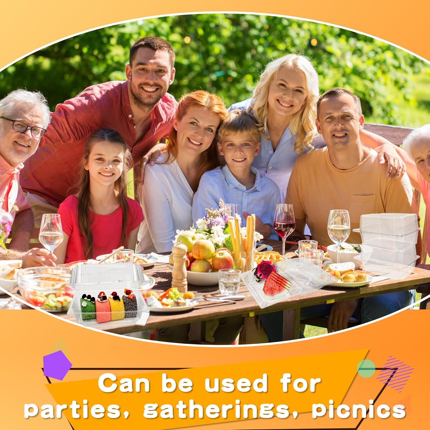 Grossiste Contenants alimentaires clairs en plastique hinged 80 Pcs 7.3 x 4.9 x 3.8 pouces Boîtes à emporter clamshell pour sandwichs, gâteaux, biscuits, pâtisseries et desserts, Fournisseur OEM, Vente en gros.