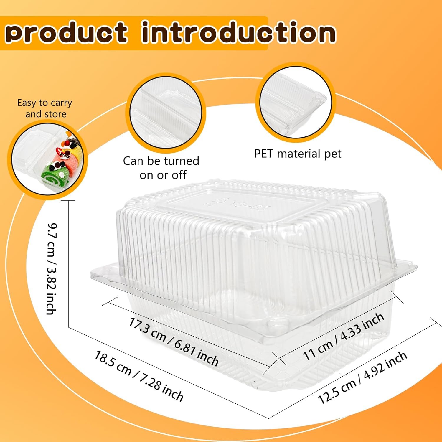 Grossiste Contenants alimentaires clairs en plastique hinged 80 Pcs 7.3 x 4.9 x 3.8 pouces Boîtes à emporter clamshell pour sandwichs, gâteaux, biscuits, pâtisseries et desserts, Fournisseur OEM, Vente en gros.