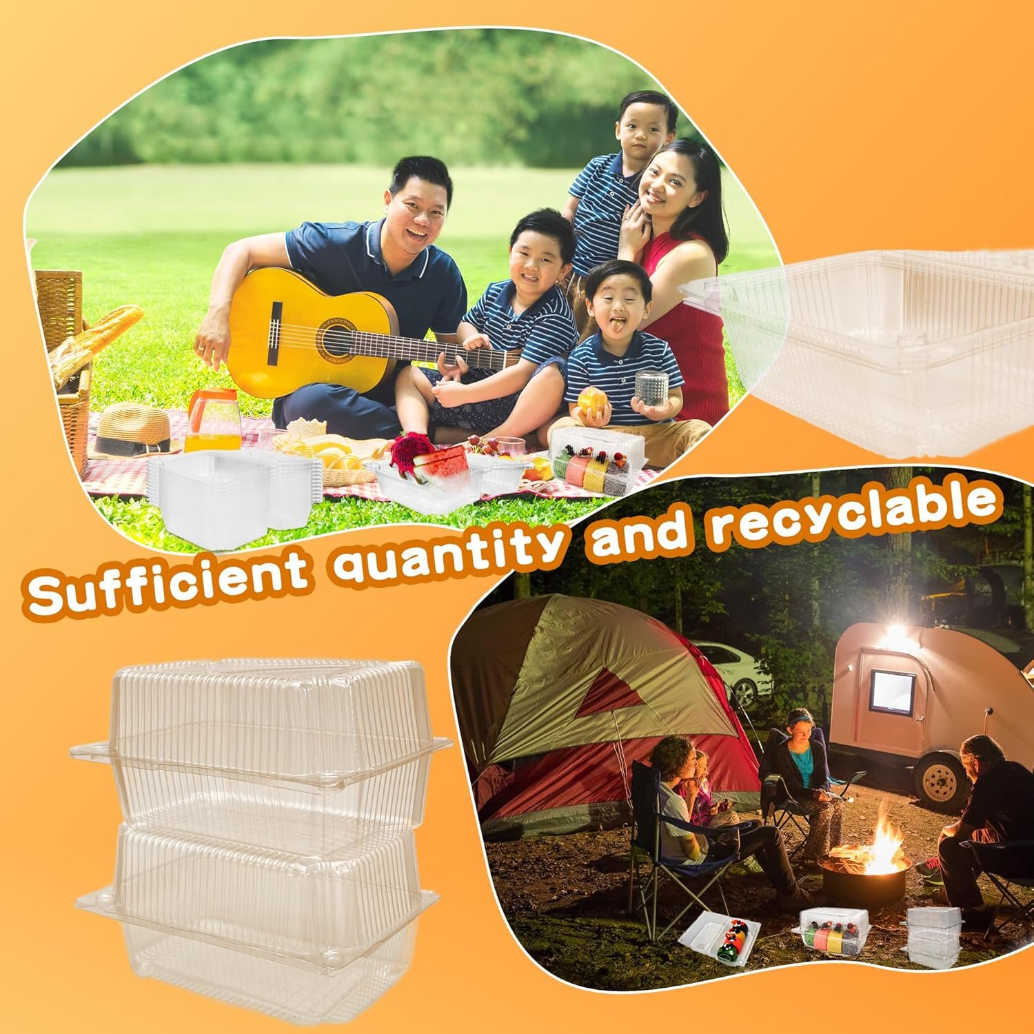 Grossiste Contenants alimentaires clairs en plastique hinged 80 Pcs 7.3 x 4.9 x 3.8 pouces Boîtes à emporter clamshell pour sandwichs, gâteaux, biscuits, pâtisseries et desserts, Fournisseur OEM, Vente en gros.