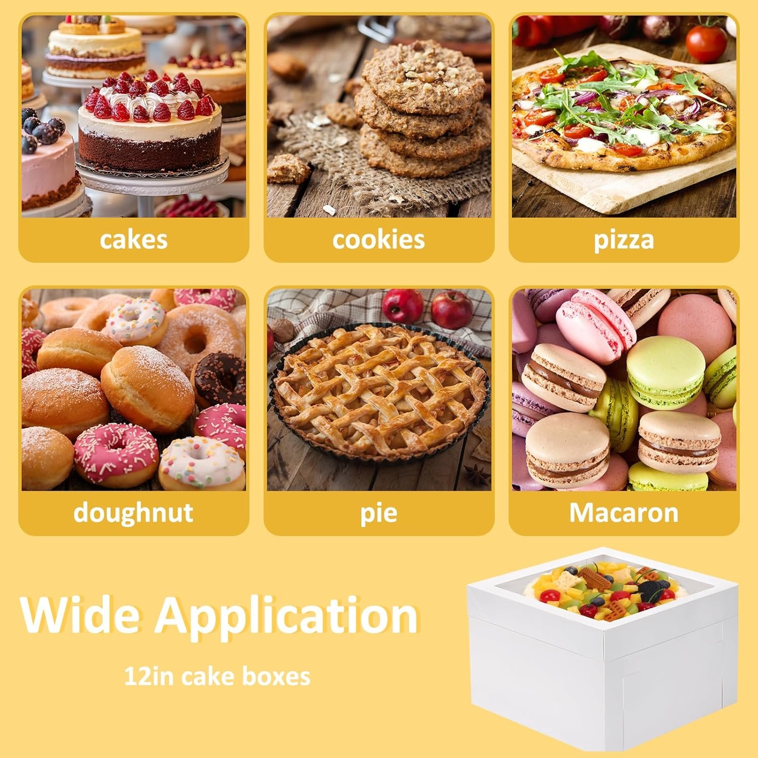 Vente en Gros de Boîtes à Gâteau 12x12x8 Pouces, Conteneurs de Pâtisserie avec Grande Fenêtre, Fabricant de Boîtes à Gâteau Blanches Jetables pour Anniversaire, Fête, Cupcakes, Cookies, Tartes, OEM.