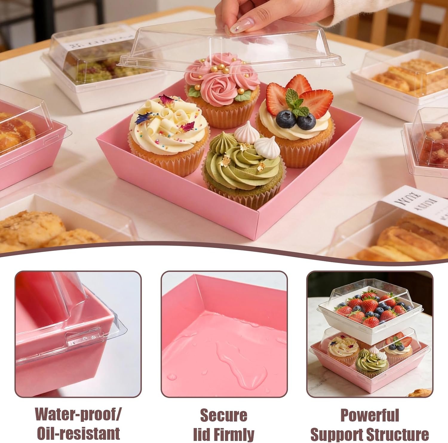 Grossiste de Boîtes à Charcuterie 150 Pack avec Couvercles Transparents 5 Pouces Carré - Containers Alimentaires Jetables pour Sandwich, Cookie, Sushi, Part de Gâteau, Fraises en 5 Couleurs, Logo Personnalisé, Fabricant en Vrac Grossiste de Boîtes à Charcuterie 150 Pack avec Couvercles Transparents 5 Pouces Carré - Containers Alimentaires Jetables pour Sandwich, Cookie, Sushi, Part de Gâteau, Fraises en 5 Couleurs, Logo Personnalisé, Fabricant en Vrac