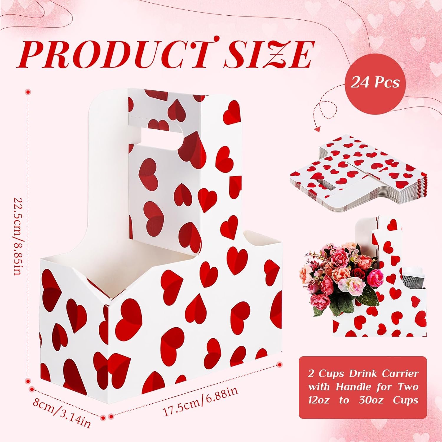 Grossiste 24 Pcs Porte-Gobelet avec Poignée pour boissons, 2 tasses Rouge Coeur en Carton jetable, OEM Support pliable pour boissons chaudes et froides, Vente en Gros pour Fournitures de fête Galentine. Grossiste 24 Pcs Porte-Gobelet avec Poignée pour boissons, 2 tasses Rouge Coeur en Carton jetable, OEM Support pliable pour boissons chaudes et froides, Vente en Gros pour Fournitures de fête Galentine.