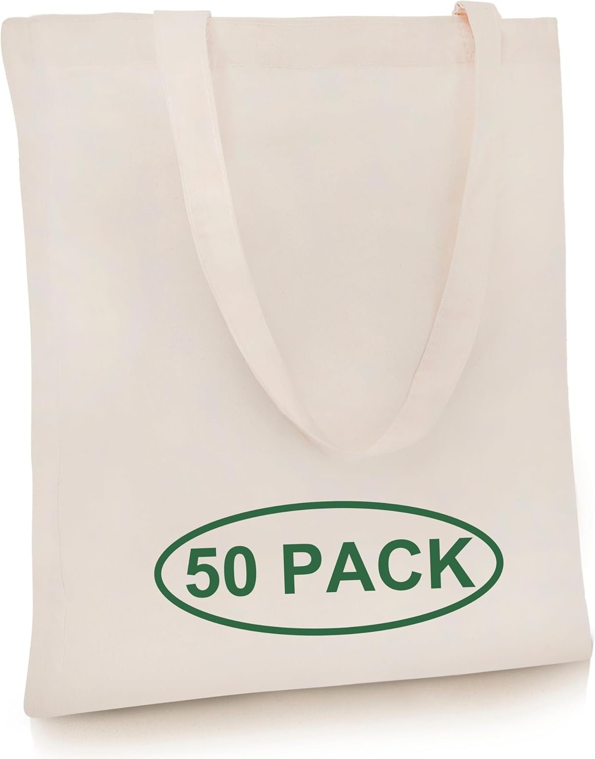 Sac en toile réutilisable moyen 50-pack pour courses - Vente en gros de sacs légers pour projets DIY, broderie, peinture, et logo personnalisé par votre fabricant.