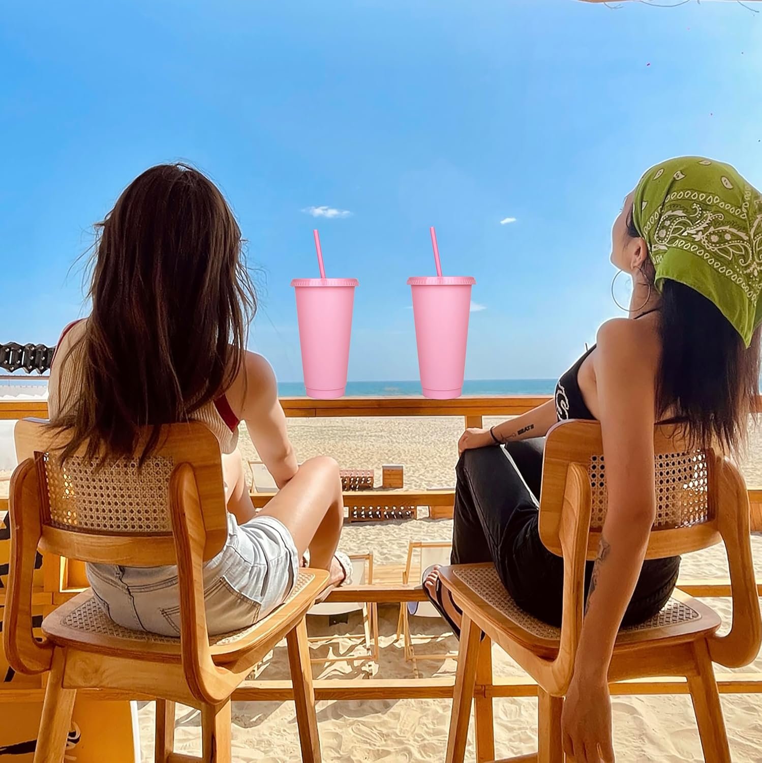 Grossiste Gobelets en Plastique Réutilisables 24 oz avec Logo Personnalisé, Verres pour Fête avec Couvercles et Pailles, 24 Pack de Mug de Voyage Étanche pour Café Glacé et Tumblers Party (Rose) Fabricant