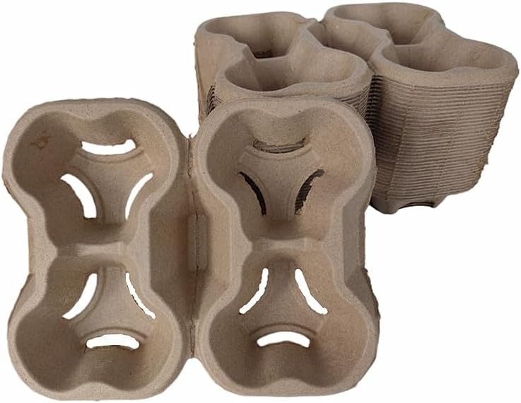 Grossiste 36 Pack de plateaux porte-gobelets biodégradables en pulpe, support de boisson compostable pour boissons chaudes et froides, Personnalisation de logo, Fournisseur pour livraison de nourriture, restaurants et cafés.