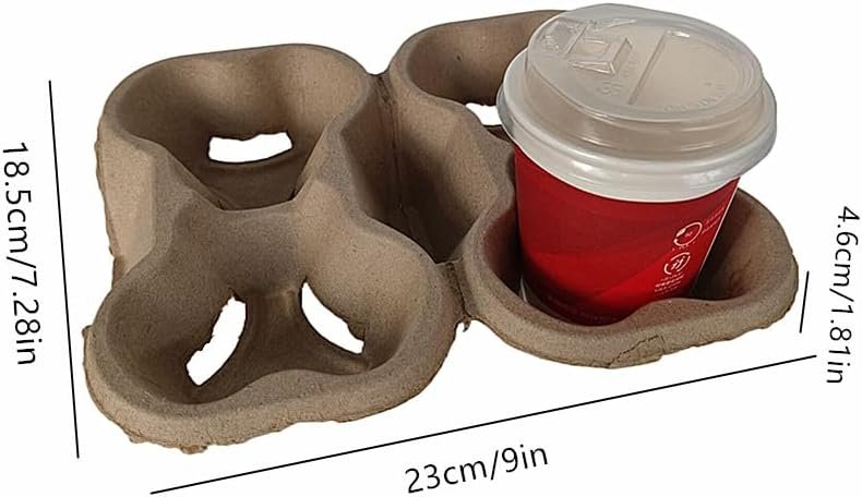 Grossiste 36 Pack de plateaux porte-gobelets biodégradables en pulpe, support de boisson compostable pour boissons chaudes et froides, Personnalisation de logo, Fournisseur pour livraison de nourriture, restaurants et cafés.