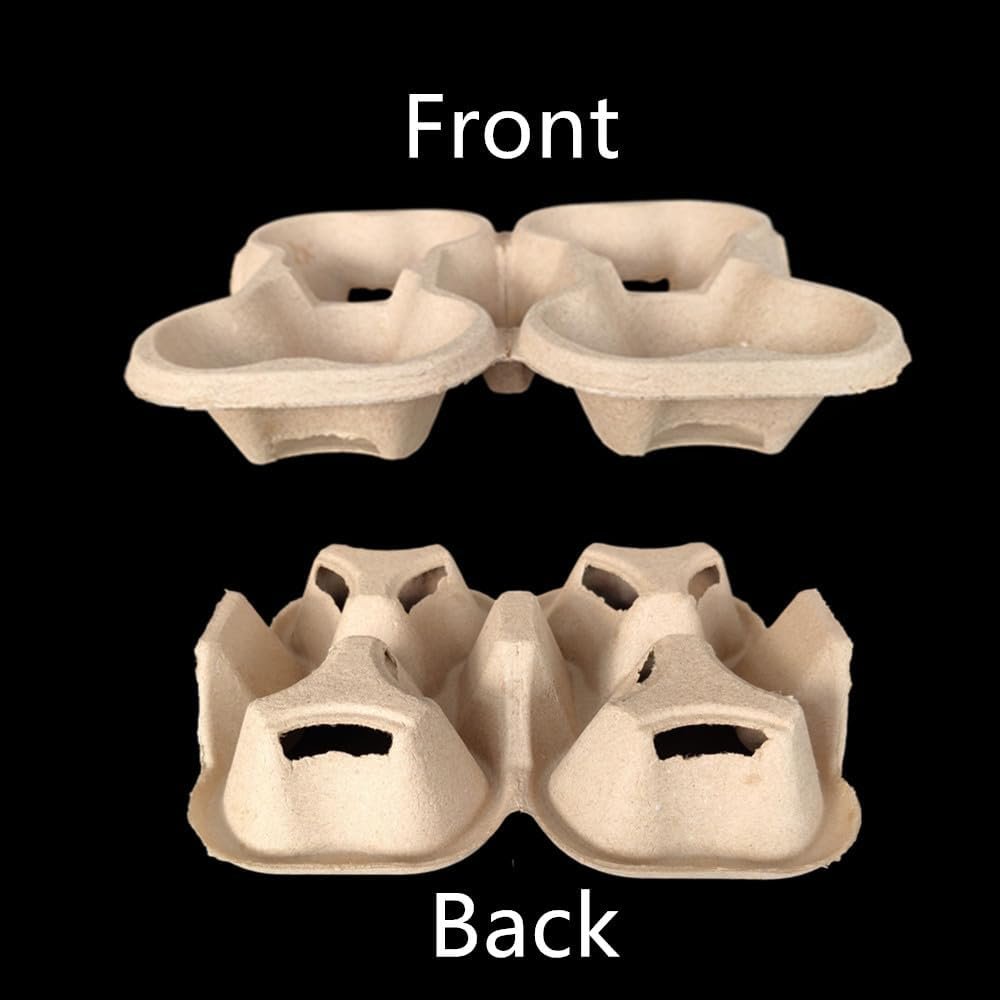 Grossiste 36 Pack de plateaux porte-gobelets biodégradables en pulpe, support de boisson compostable pour boissons chaudes et froides, Personnalisation de logo, Fournisseur pour livraison de nourriture, restaurants et cafés.