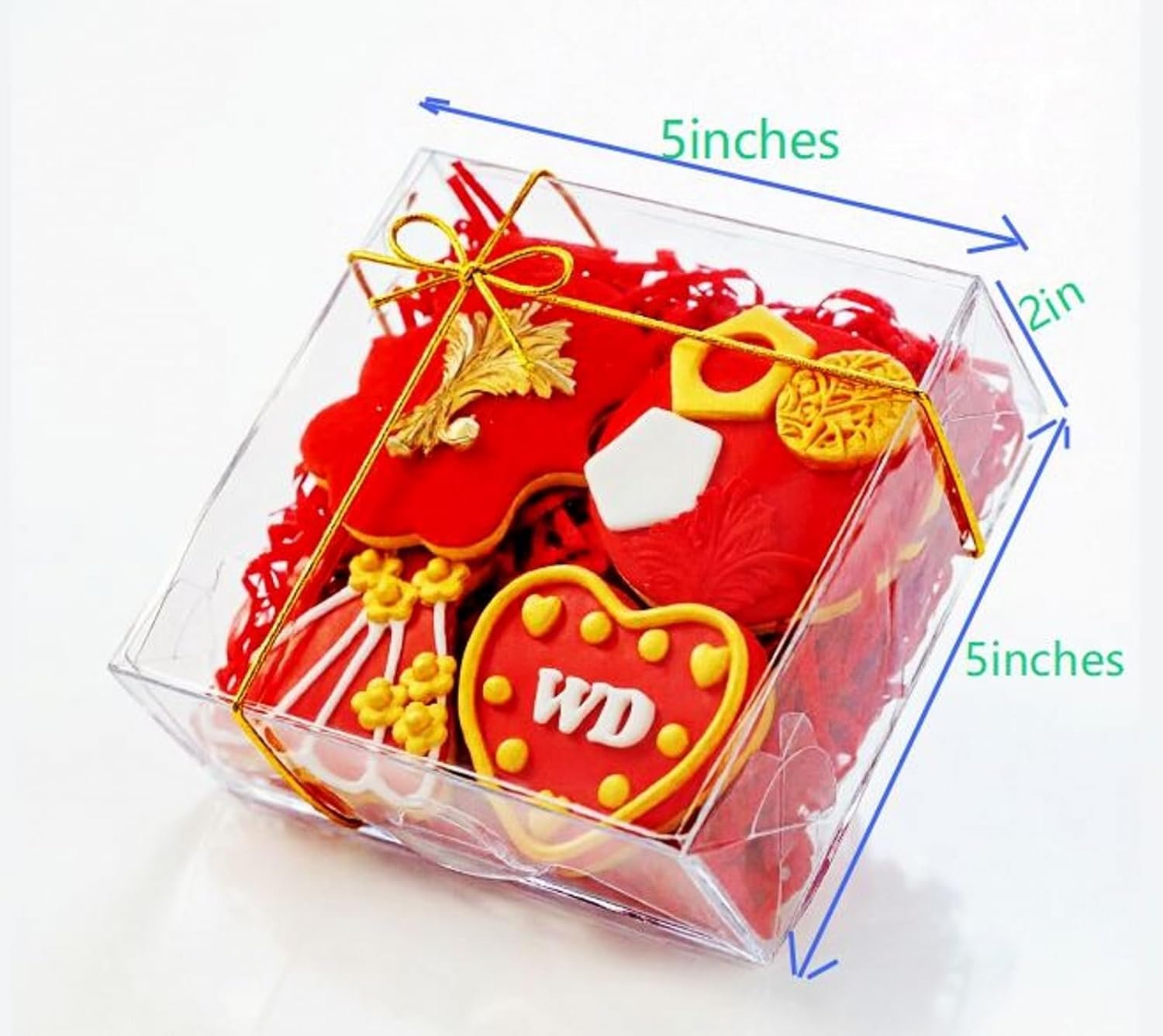 Grossiste en Vrac, 25Pack de Boîtes à Pâtisserie Transparentes 5x5x2 pouces pour Chocolats, Mini Gâteaux, Cookies, Macarons, Tartes et Brownies, Fournisseur d'Emballages Personnalisés.
