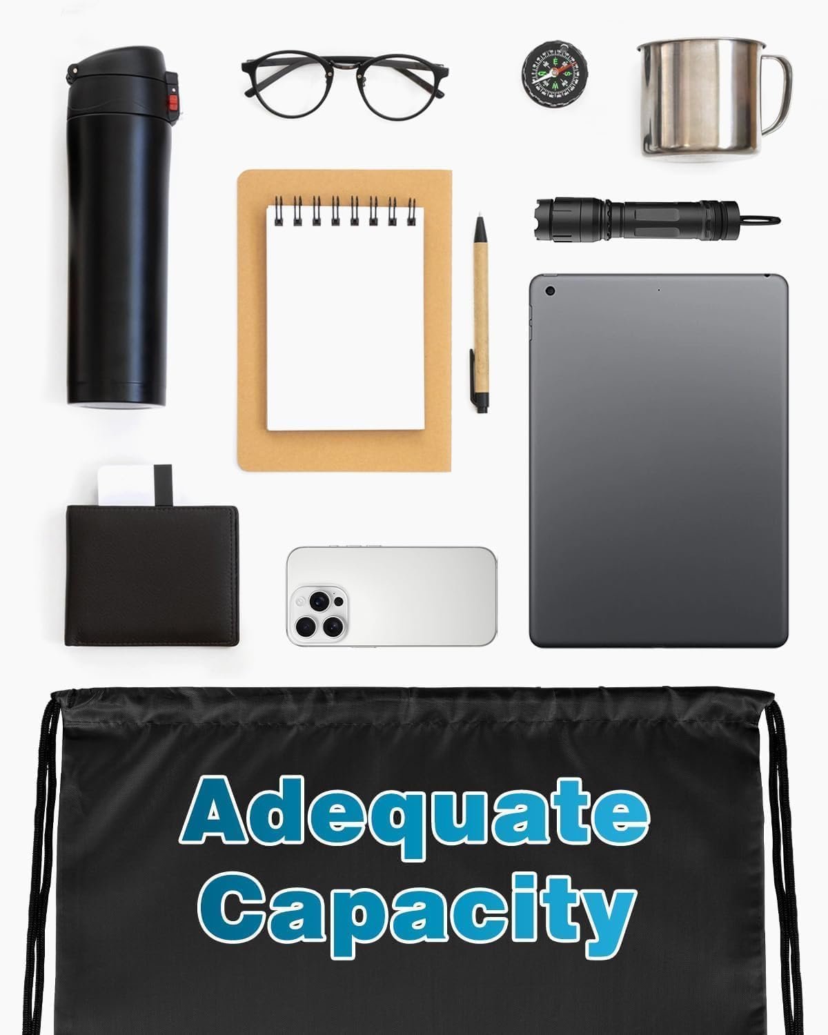 Grossiste sac à dos à cordon noir en vrac, 100 pcs, waterproof et idéal pour les projets DIY, 13.4x16.5 pouces, avec logo personnalisé pour activités en plein air, équipes, famille et cadeaux, fournisseur fiable