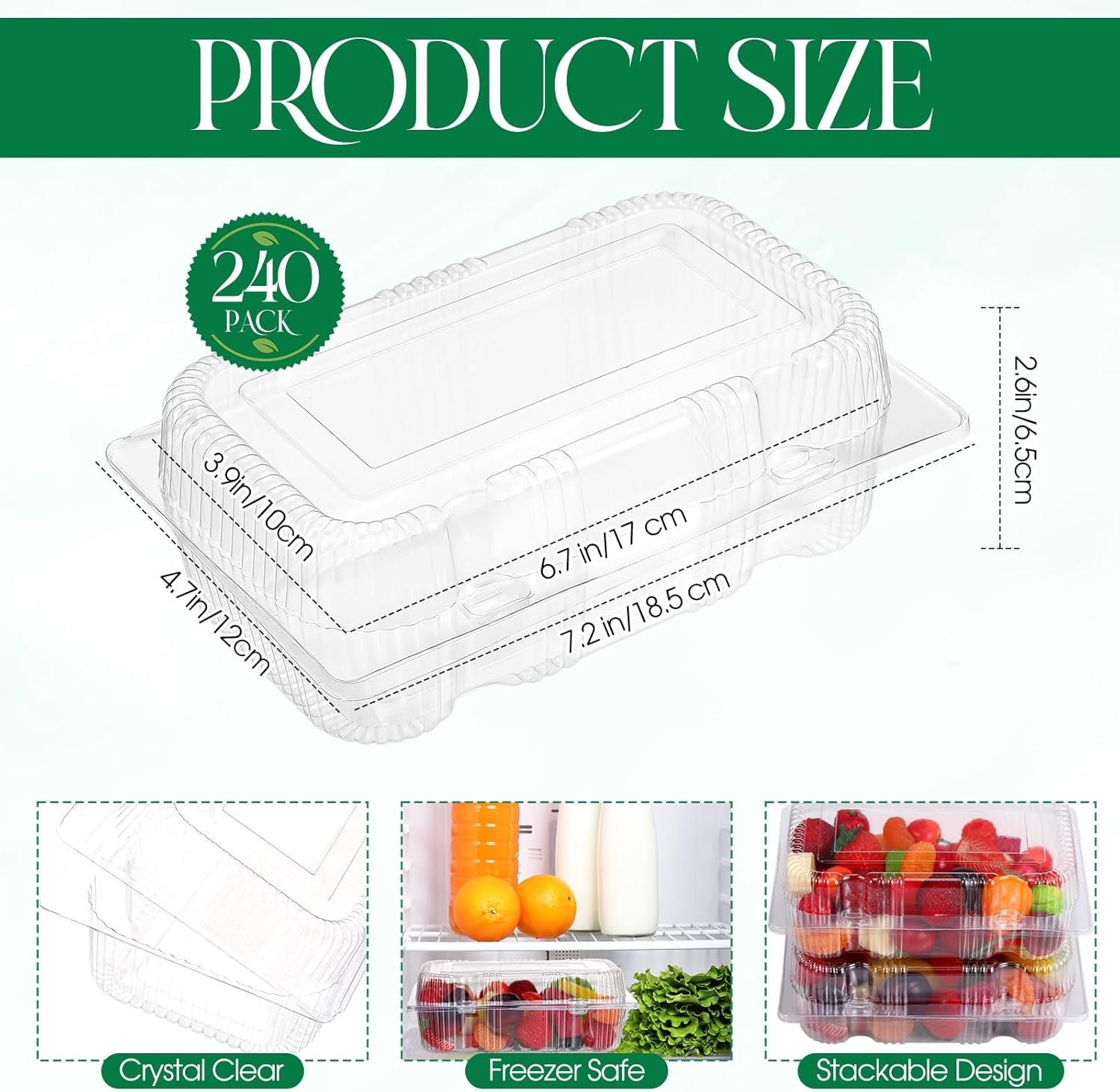 Grossiste en Vrac Contenants Alimentaires Transparents à Charnière 240 Pack 7,2 × 4,9 × 2,6 pouces, Fournisseur de Boîtes à Emporter Clamshell Jetables pour Salades, Gâteaux, Hamburgers, Fruits et Desserts avec Logo Personnalisé. Grossiste en Vrac Contenants Alimentaires Transparents à Charnière 240 Pack 7,2 × 4,9 × 2,6 pouces, Fournisseur de Boîtes à Emporter Clamshell Jetables pour Salades, Gâteaux, Hamburgers, Fruits et Desserts avec Logo Personnalisé.