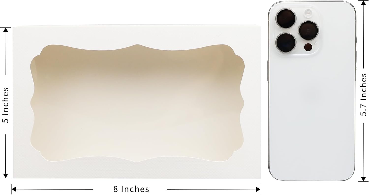 Grossiste Boîtes à pâtisserie blanches 8x5x2 pouces avec fenêtre, Logo Personnalisé pour biscuits, macarons, donuts, muffins, chocolats, cupcakes, et cadeaux en vrac. Fabricant de solutions d'emballage et de friandises. Grossiste Boîtes à pâtisserie blanches 8x5x2 pouces avec fenêtre, Logo Personnalisé pour biscuits, macarons, donuts, muffins, chocolats, cupcakes, et cadeaux en vrac. Fabricant de solutions d'emballage et de friandises.