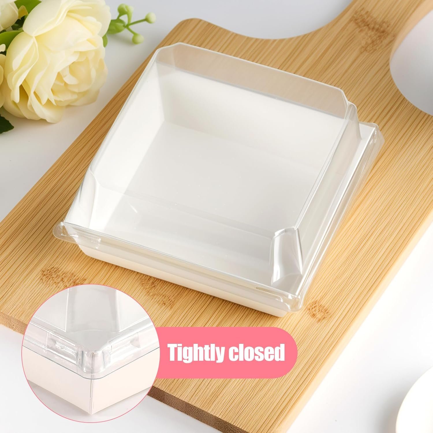 Grossiste boîte charcuterie en papier Kraft 100 pièces 5 pouces, contenant alimentaire jetable avec couvercle transparent, solution pour gâteau, sandwich, biscuits, dessert, Logo Personnalisé, Fabricant.