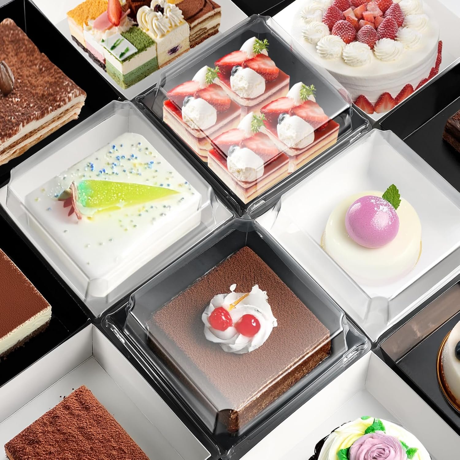 Grossiste boîte charcuterie en papier Kraft 100 pièces 5 pouces, contenant alimentaire jetable avec couvercle transparent, solution pour gâteau, sandwich, biscuits, dessert, Logo Personnalisé, Fabricant.