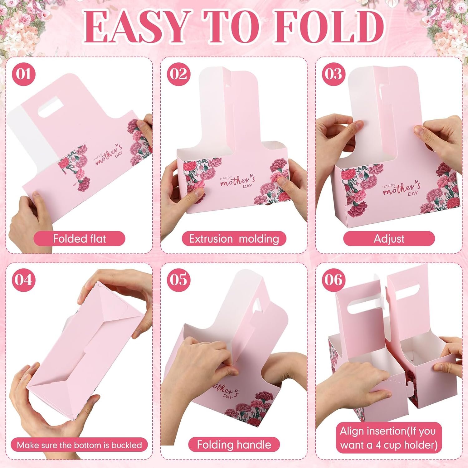 Grossiste 24 Pcs Support de Boisson à Poignée pour Fête des Mères, Fournisseur de Porte-tasses en Carton Jetable, Logo Personnalisé pour Boissons Chaudes/Froides, Café Grossiste 24 Pcs Support de Boisson à Poignée pour Fête des Mères, Fournisseur de Porte-tasses en Carton Jetable, Logo Personnalisé pour Boissons Chaudes/Froides, Café