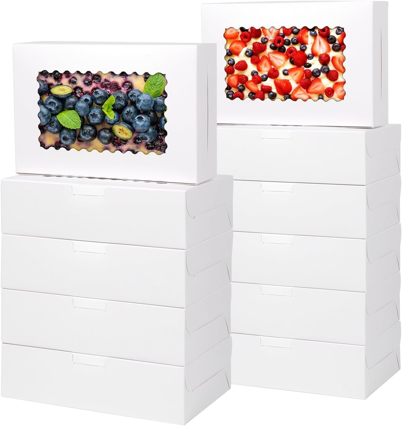 Grossiste 36 pcs Boîtes à Gâteaux 9x6x2,5 pouces avec Fenêtre pour Pâtisseries, Chocolat, Muffins, Donuts, OEM Blanc, Vente en Gros 9  6  2,5 pouces