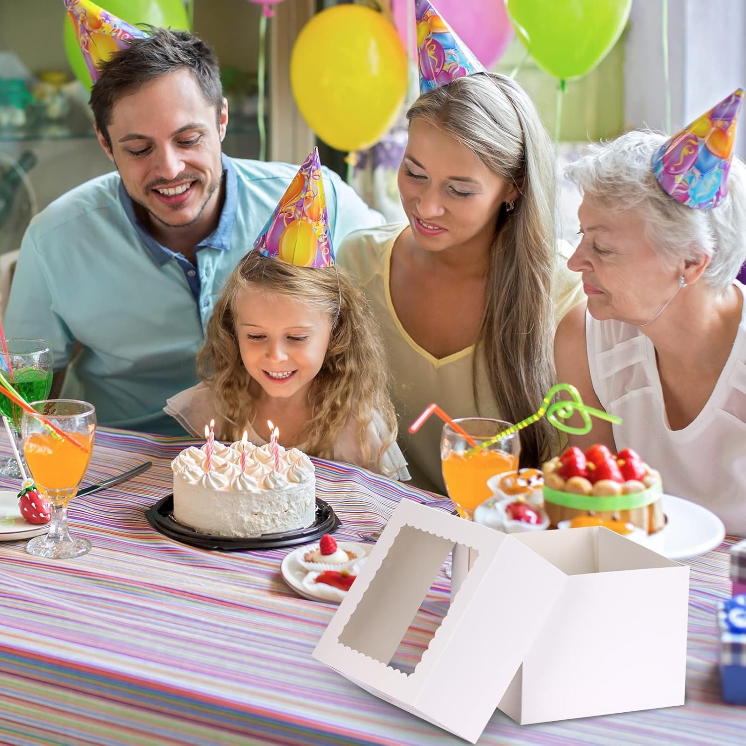 Cajas Pasteles en Vrac 20pcs 8x8x8 Inches avec Fenêtre, Boîtes à Gâteaux Blanches, Vente en Gros pour Mariage, Fête, Saint-Valentin, Fête des Mères, Anniversaire, Logo Personnalisé.