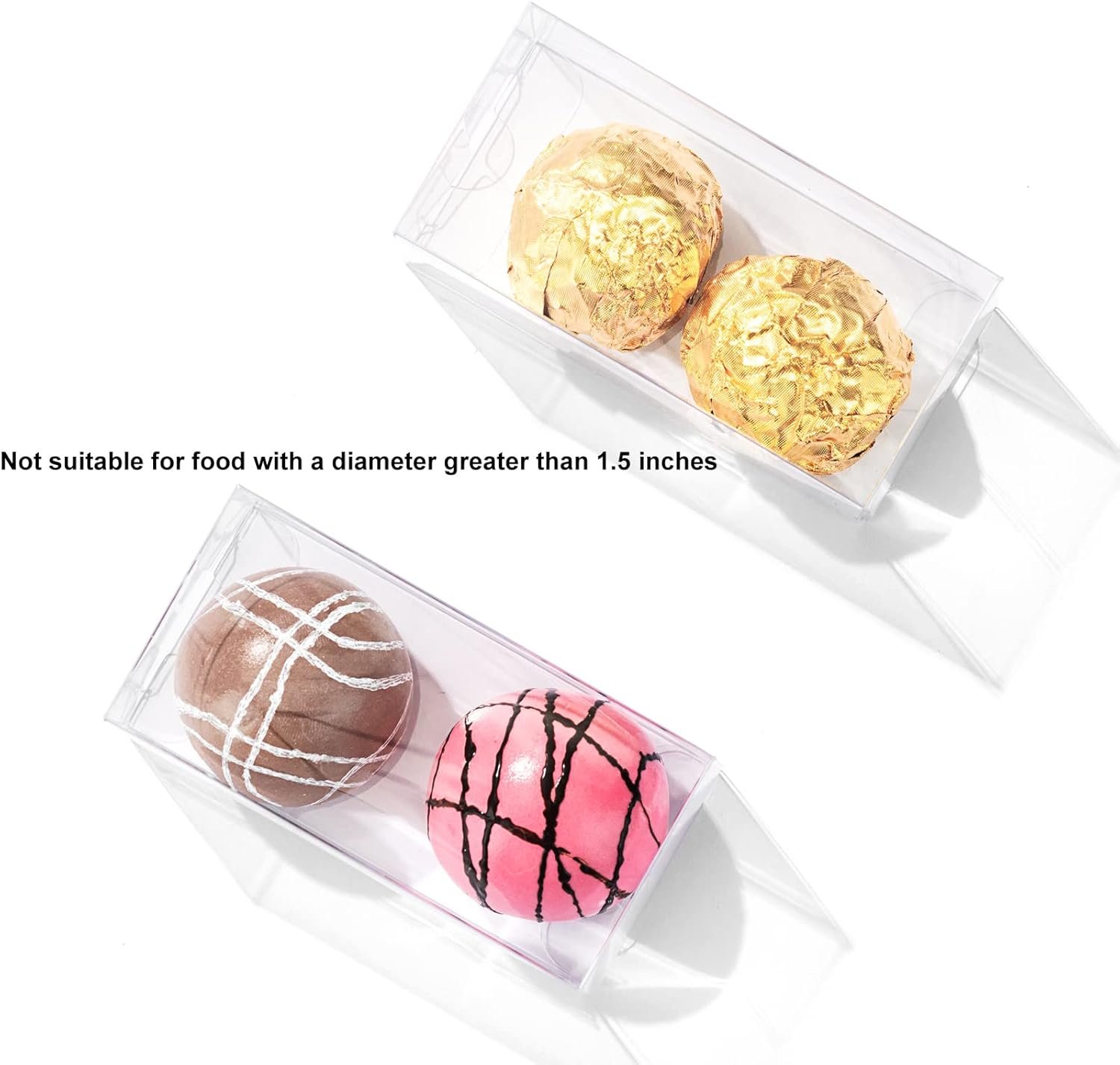 Grossiste Boîtes Transparentes pour 2 Truffes 3,1 x 1,5 x 1,5 pouces, Vente en Gros de Favoris de Mariage avec Logo Personnalisé