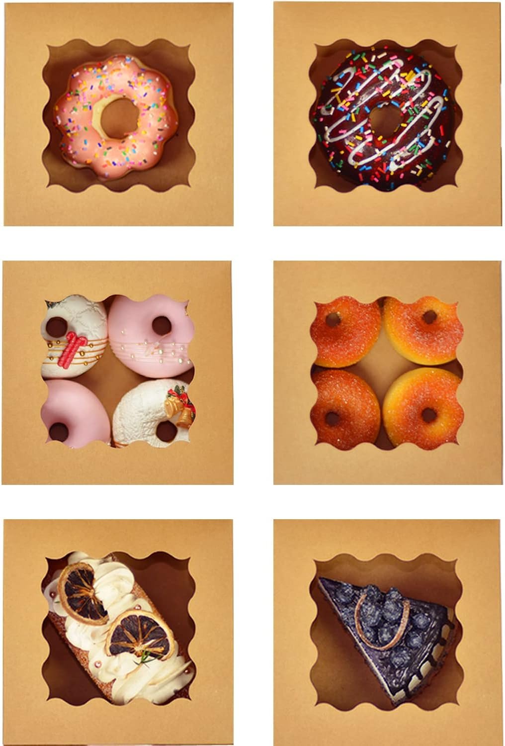 Grossiste de boîtes à pâtisserie robustes avec fenêtre 6x6x3 pouces, logo personnalisé et fabrications en vrac pour macarons et biscuits.