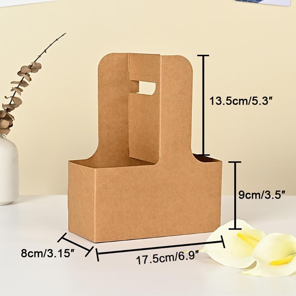 Grossiste de porte-gobelets jetables en kraft avec poignées, support de boissons pour cafés et restaurants, logo personnalisé, pack de 20 pour livraison à emporter.