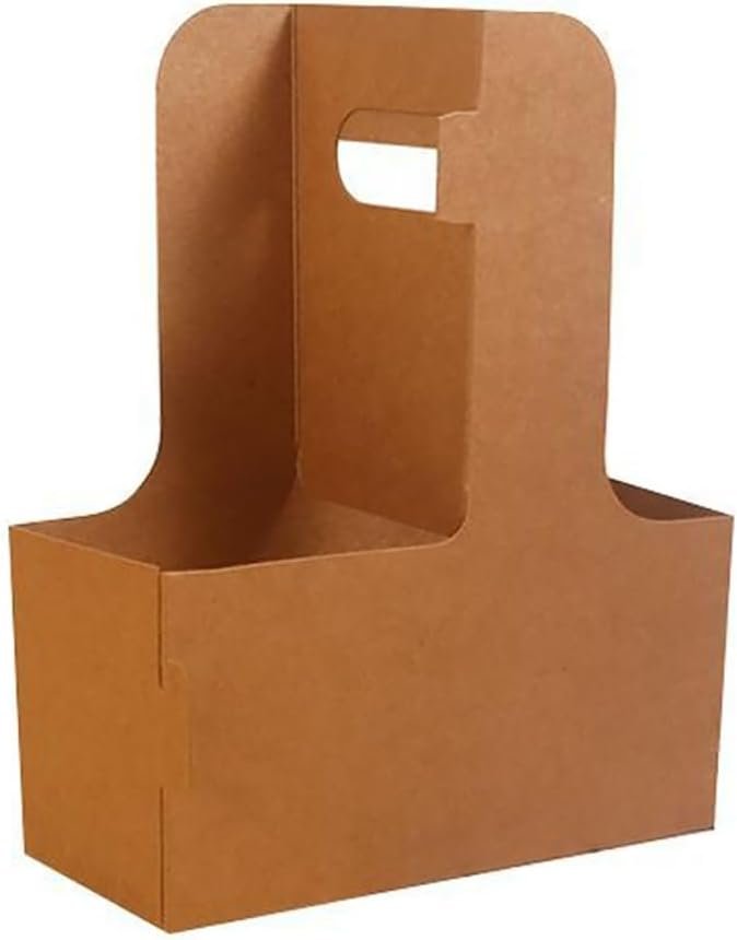 Grossiste de porte-gobelets jetables en kraft avec poignées, support de boissons pour cafés et restaurants, logo personnalisé, pack de 20 pour livraison à emporter.