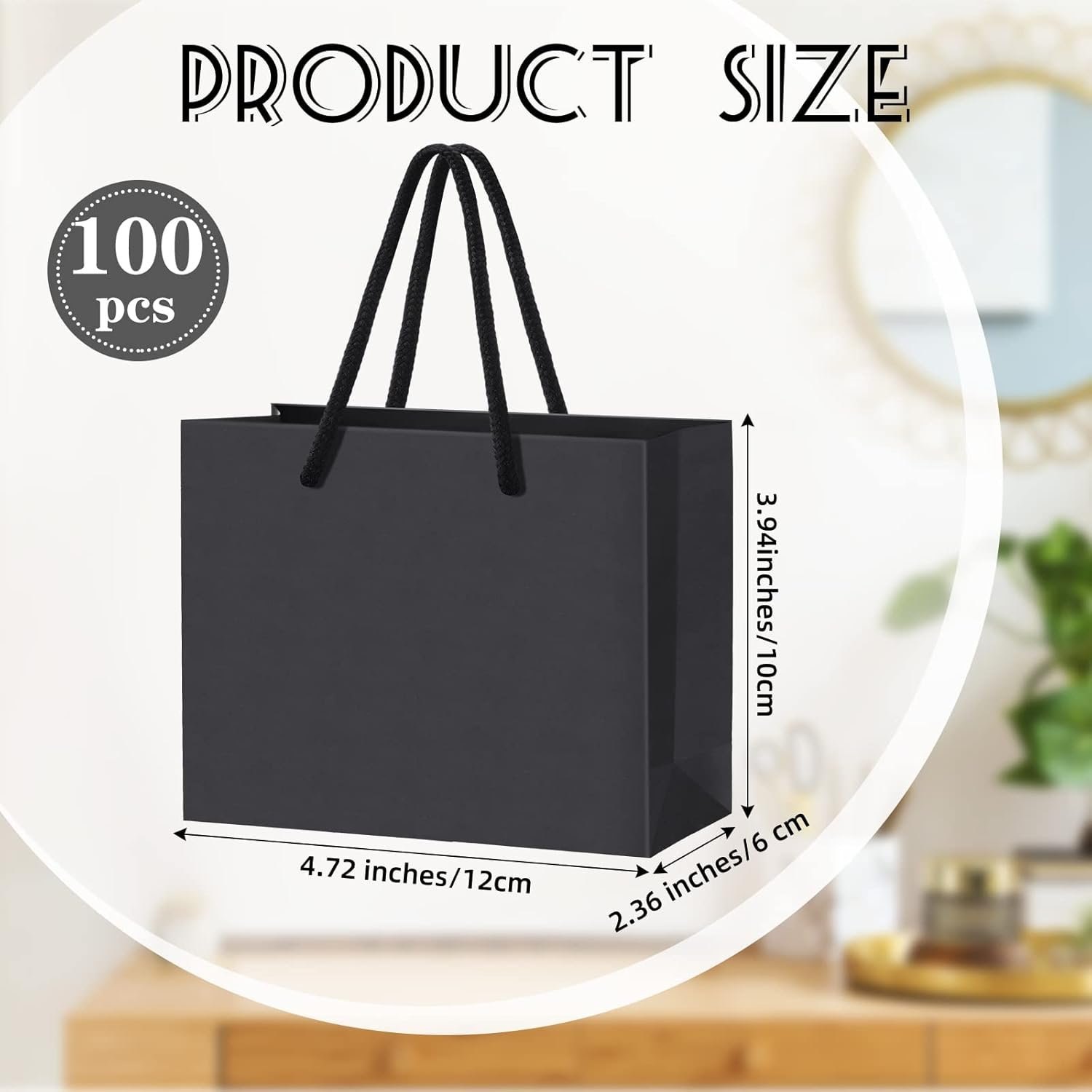 Grossiste sacs cadeaux mini noirs avec poignées taille 3,9 x 4,7 x 2,4 pouces pour entreprises de mariage et fêtes, OEM, vente en gros.