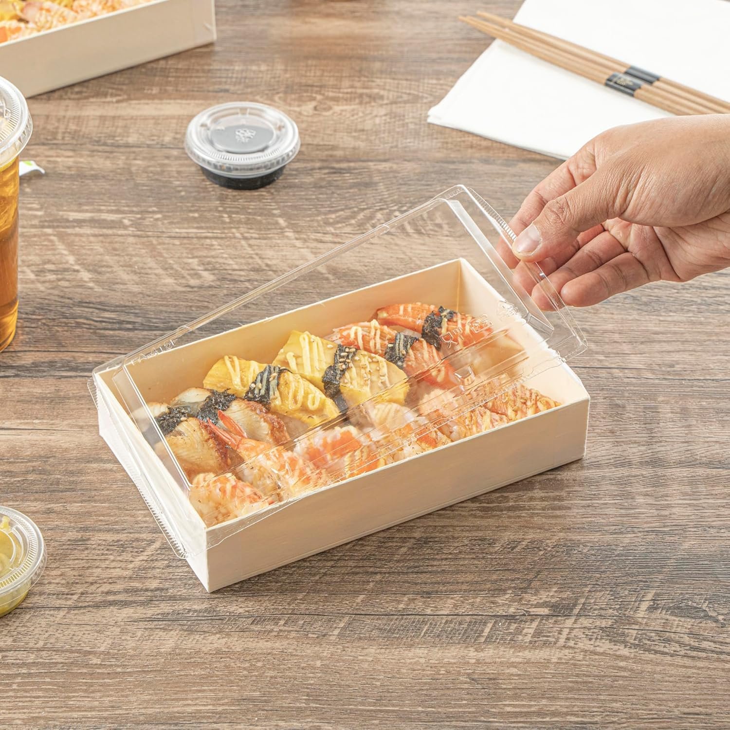 Lids en plastique pour bento 10 pièces, fournisseur de contenants à emporter en bois 7,9 Lids en plastique pour bento 10 pièces, fournisseur de contenants à emporter en bois 7,9