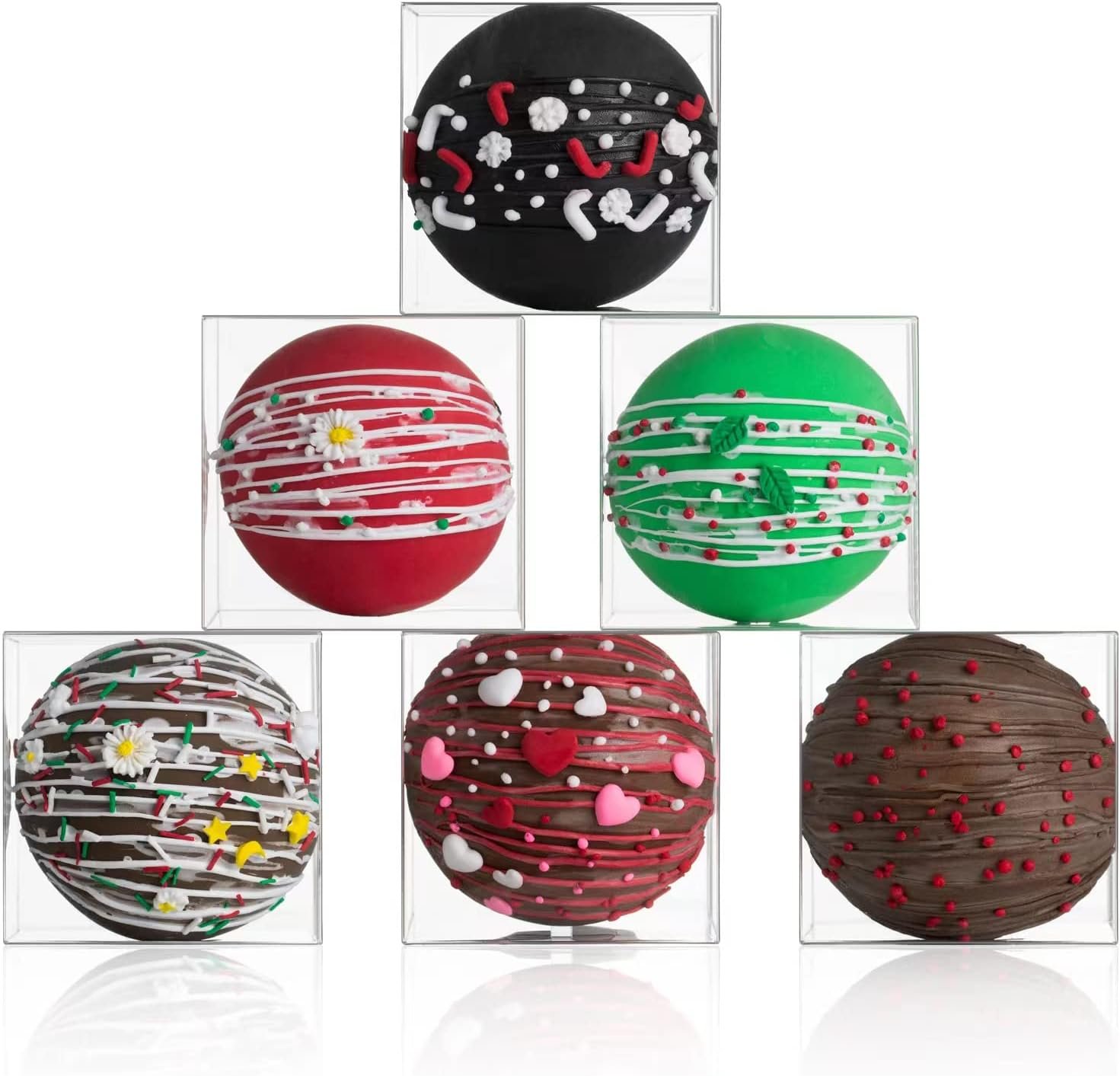 Grossiste de boîtes en plastique transparentes 3x3x3 pouces, idéal pour logo personnalisé, petites pâtisseries et bombes de chocolat chaud, fournisseur en vente en gros.